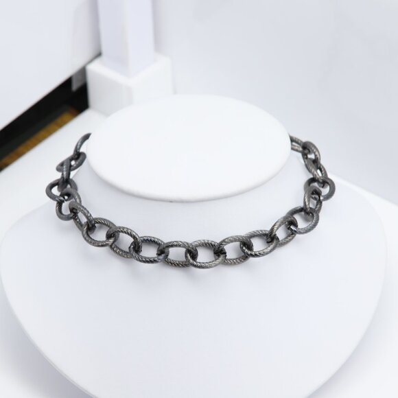 Thick Black chain Choker Necklace Adjustable - Picture 9 of 12